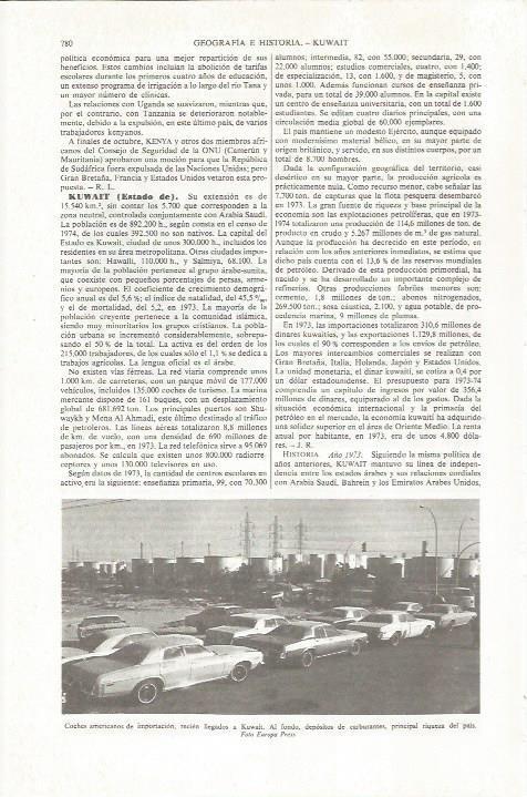 LAMINA ESPASA 36867: Coches americanos de importacion en Kuwait