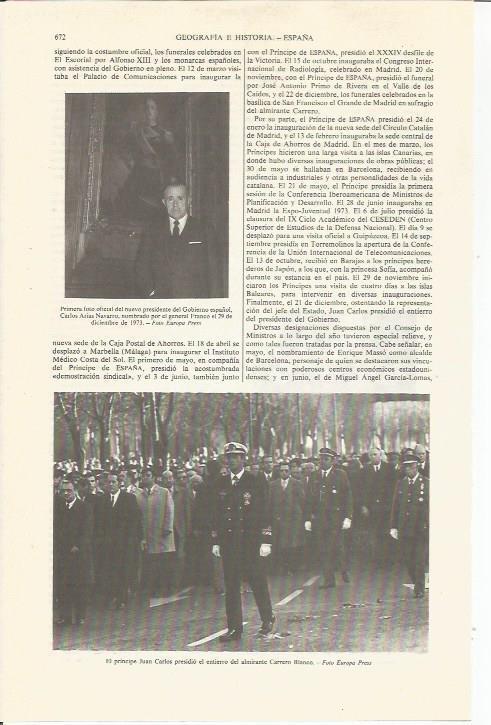LAMINA ESPASA 36842: Carlos Arias Navarro y Juan Carlos de Borbon en el entierro de Carrero Blanco