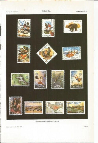 LAMINA ESPASA 36803: Sellos emitidos en España de 1971 a 1974