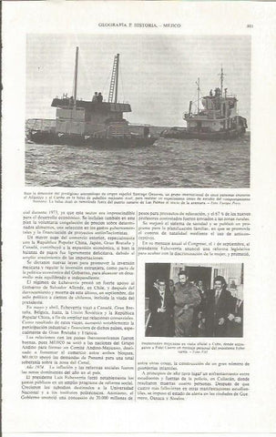 LAMINA ESPASA 36872: Remolque de la balsa Acali en Las Palmas de Gran Canaria