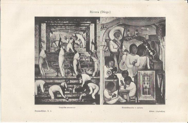 LAMINA ESPASA 36964: Trapiche azucarero y Electrificacion y cultura, por Diego Rivera