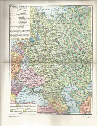 LAMINA ESPASA 36989: Mapa de la Union Sovietica, parte europea