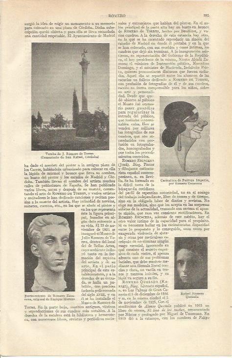 LAMINA ESPASA 36980: Tumba de Julio Romero de Torres en Cordoba