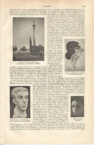 LAMINA ESPASA 36980: Tumba de Julio Romero de Torres en Cordoba