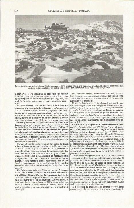 LAMINA ESPASA 36878: Tropas de Israel en los Altos de Golan en 1974