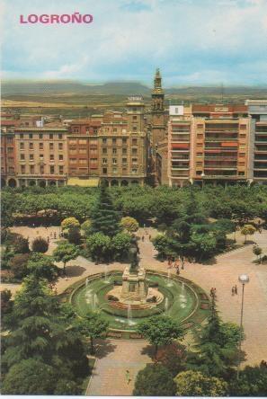 Postal E00051: Vista fuente General Espartero, Logroño