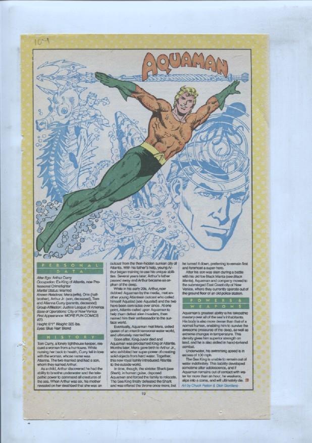 Ficha personaje DC Comics numero 104: Aquaman y Arak son of Thunder