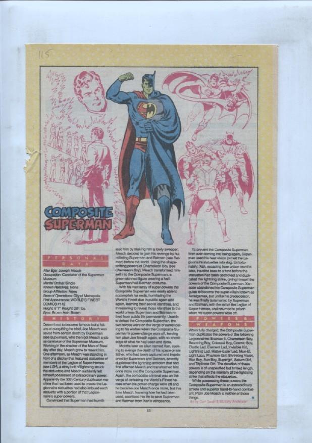 Ficha personaje DC Comics numero 115: Composite Superman y Computo