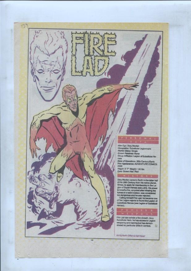 Ficha personaje DC Comics numero 139: Fire Lad y Fire Jade