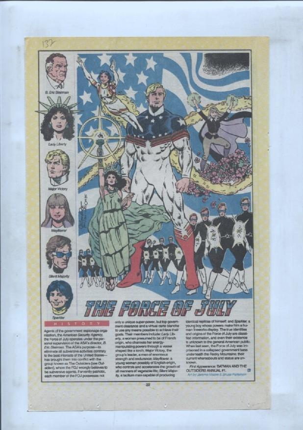 Ficha personaje DC Comics numero 137: The Force Of July y Forager