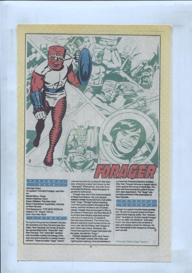 Ficha personaje DC Comics numero 137: The Force Of July y Forager