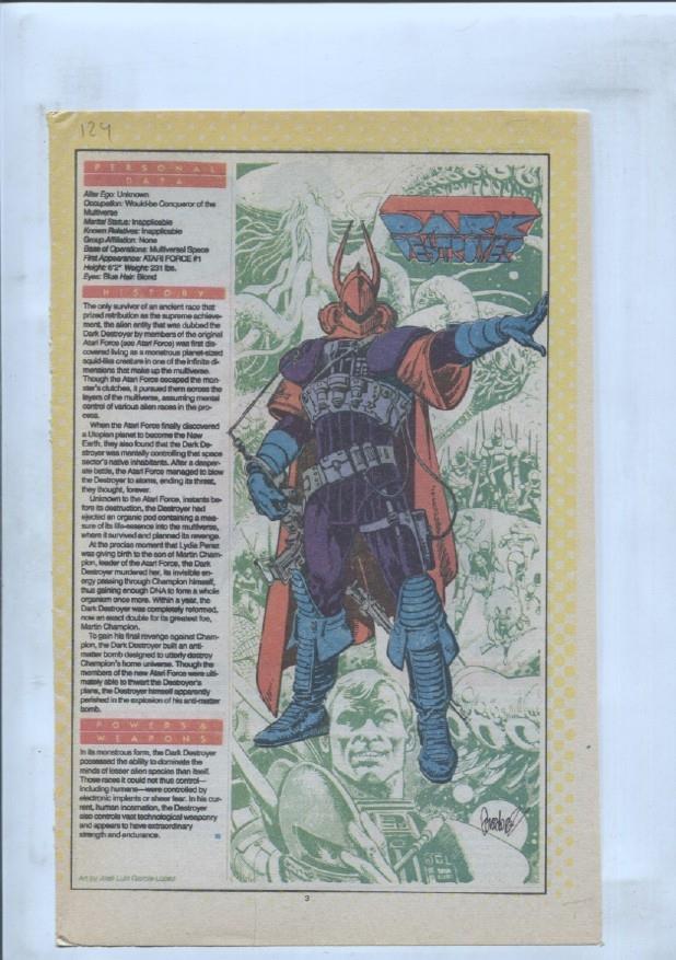 Ficha personaje DC Comics numero 124: Dark Destroyer y Dark Opal