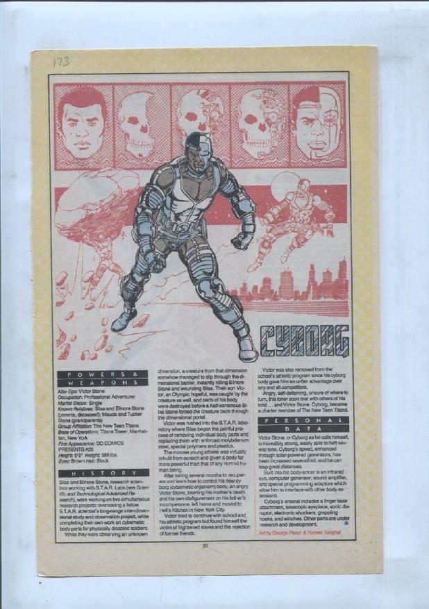 Ficha personaje DC Comics numero 123: Cyborg y Cyclotron