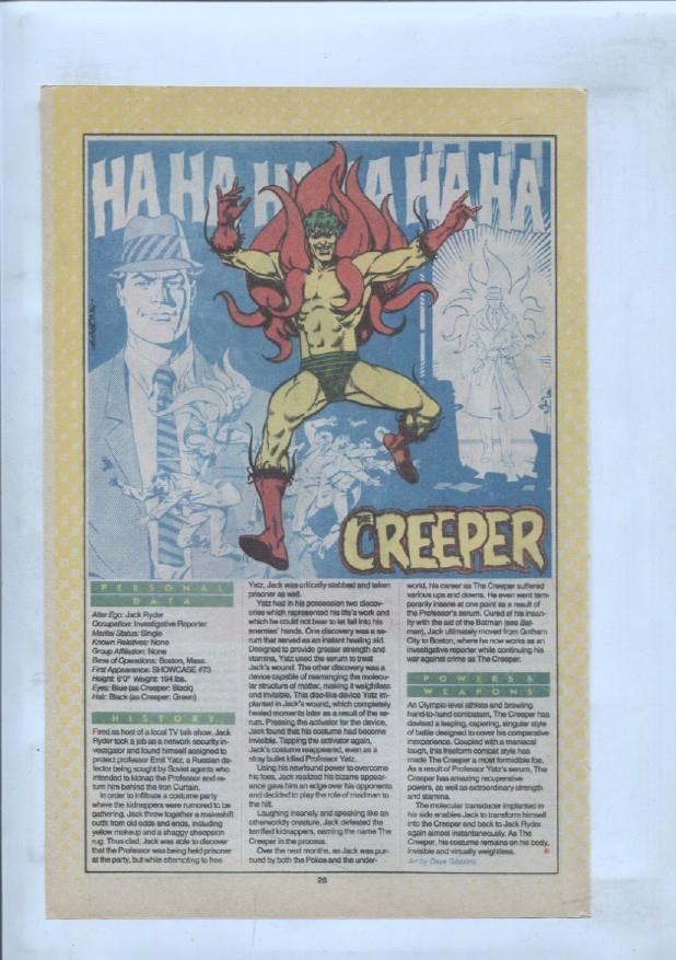 Ficha personaje DC Comics numero 120: The Creature Commandos y Creeper