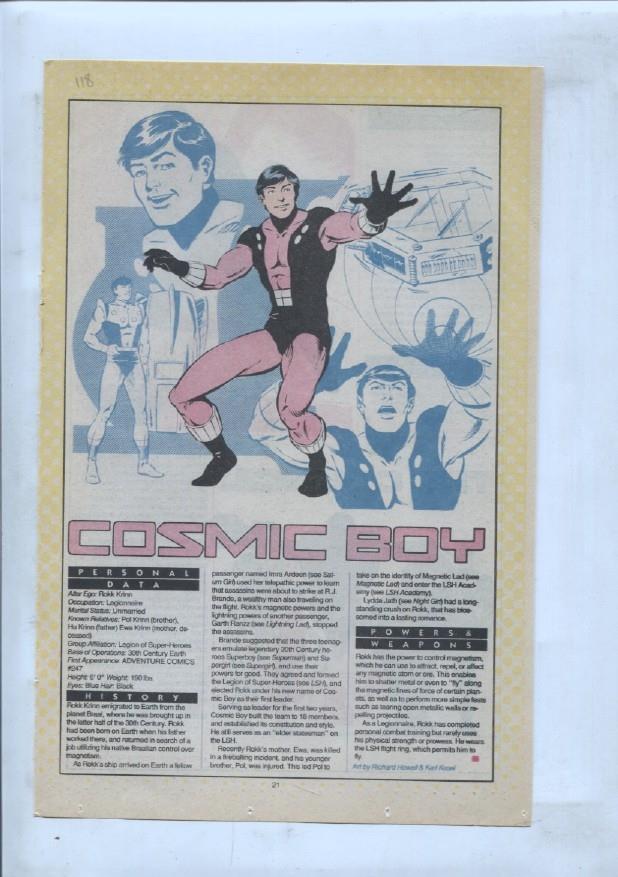 Ficha personaje DC Comics numero 118: Cosmic Boy y Cosmic King y The Council