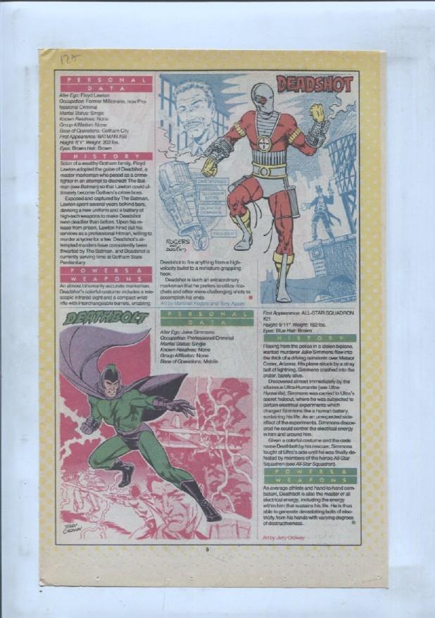 Ficha personaje DC Comics numero 127: Deep Six y Deahshot + Deathbolt