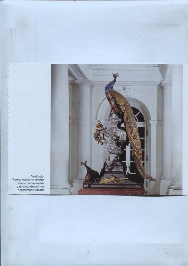 lamina souvenir del palacio Herrenchiemsee: Pavo real en el vestibulo palacio y escalera de los embajadores