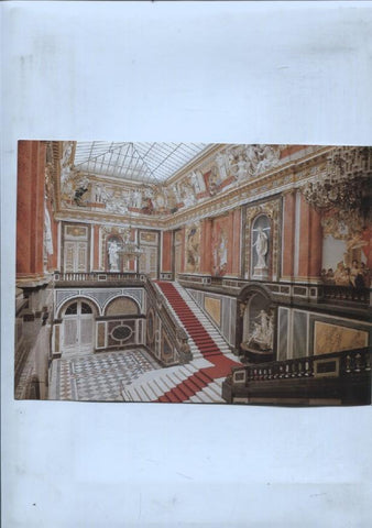 lamina souvenir del palacio Herrenchiemsee: Pavo real en el vestibulo palacio y escalera de los embajadores