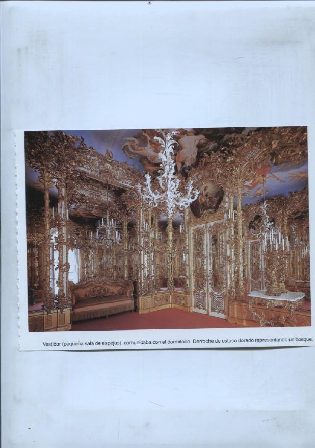 lamina souvenir del palacio Herrenchiemsee: Sala de los espejos y Fachada posterior palacio