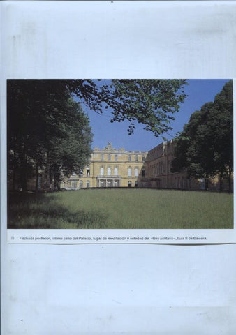 lamina souvenir del palacio Herrenchiemsee: Sala de los espejos y Fachada posterior palacio