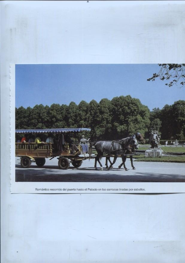 lamina souvenir del palacio Herrenchiemsee: Carroza y vista general del palacio