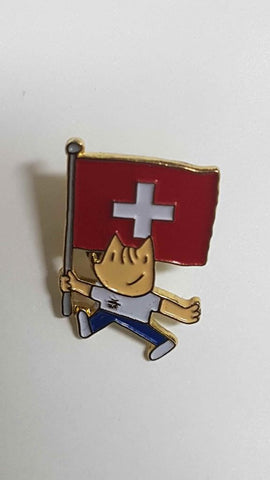 Pins: Cobi con la bandera de suiza, Mascota de las Olimpiadas de Barcelona 1992