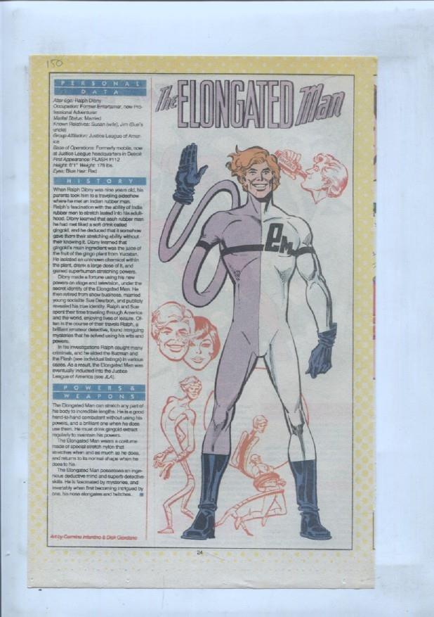 Ficha personaje DC Comics numero 150: The Elongated Man + Element Lad 