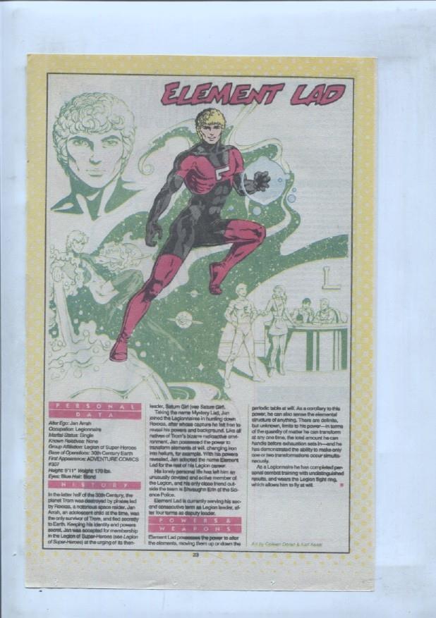 Ficha personaje DC Comics numero 150: The Elongated Man + Element Lad 