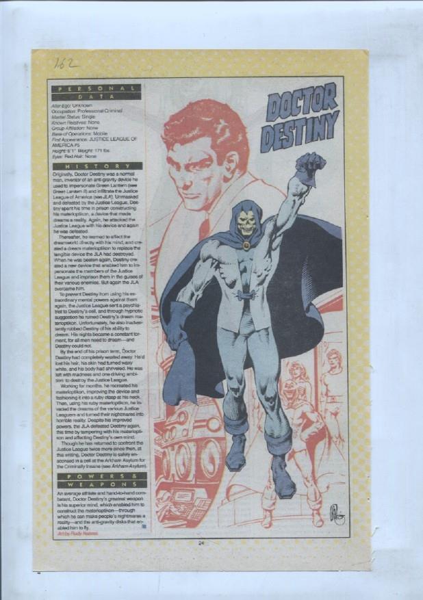 Ficha personaje DC Comics numero 162: Doctor Destiny + Doctor Cyber