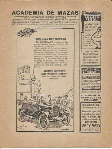 LAMINA 25718: Publicidad de Academia de Mazas y Overland