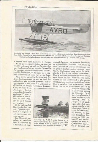 LAMINA 25699: Hidroavion en Flotteurs