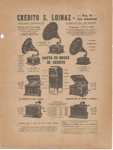 LAMINA 25737: Publicidad de Credito S. Loinaz de San Sebastian