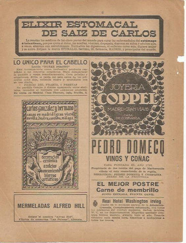 LAMINA 25738: Publicidad de Joyeria Coppel de Madrid y Vinos Pedro Domecq