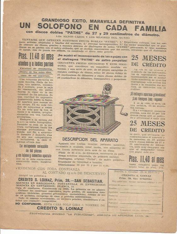 LAMINA 25770: Publicidad de solofono