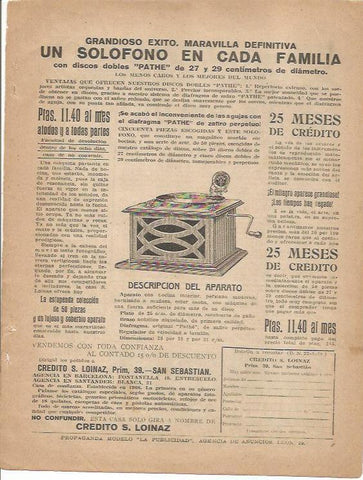 LAMINA 25770: Publicidad de solofono