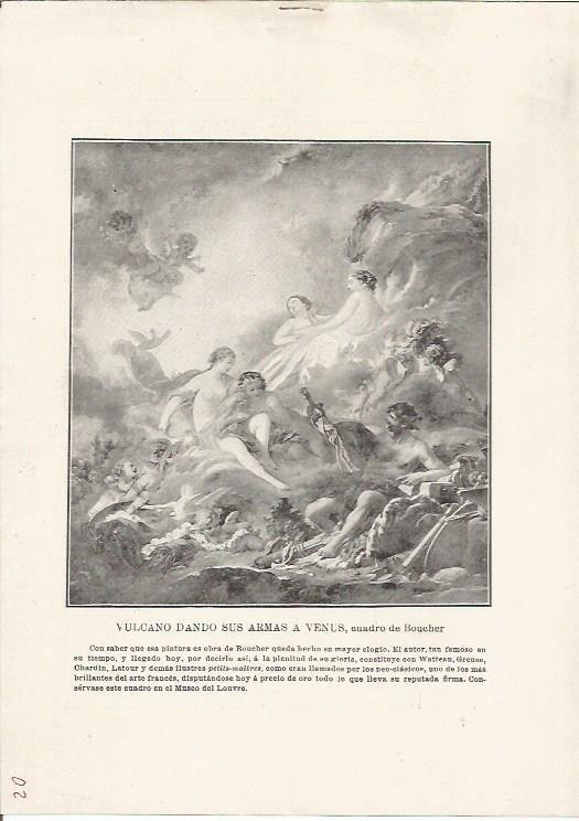 LAMINA 25410: Vulcano dando sus armas a Venus, por Boucher