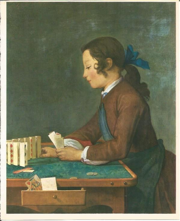 LAMINA 25390: Niño jugando a las cartas, por Chardin