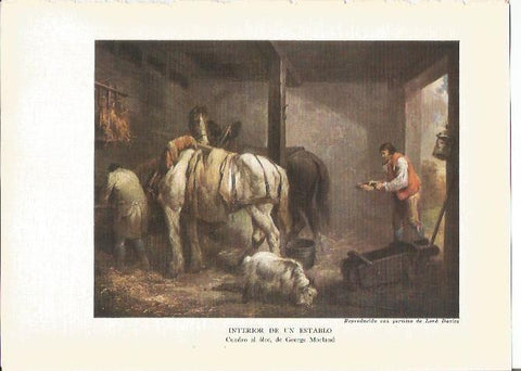 LAMINA 25503: Interior de un establo, por George Morland