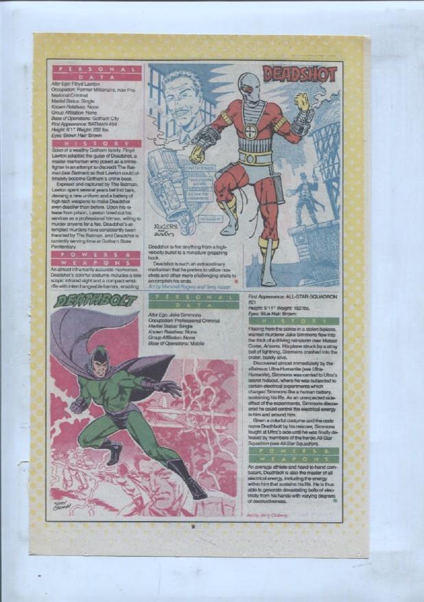 Ficha personaje DC Comics numero 167: Deep Six + Deadshot + Deathbolt