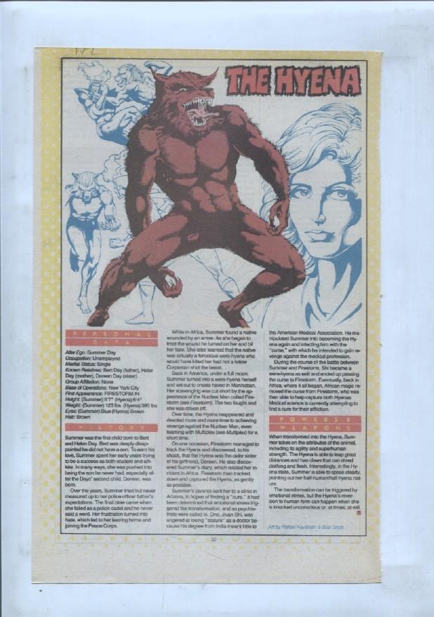 Ficha personaje DC Comics numero 172: The Hyena + Hyathis