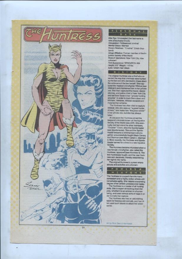 Ficha personaje DC Comics numero 173: The Huntress + The Huntress