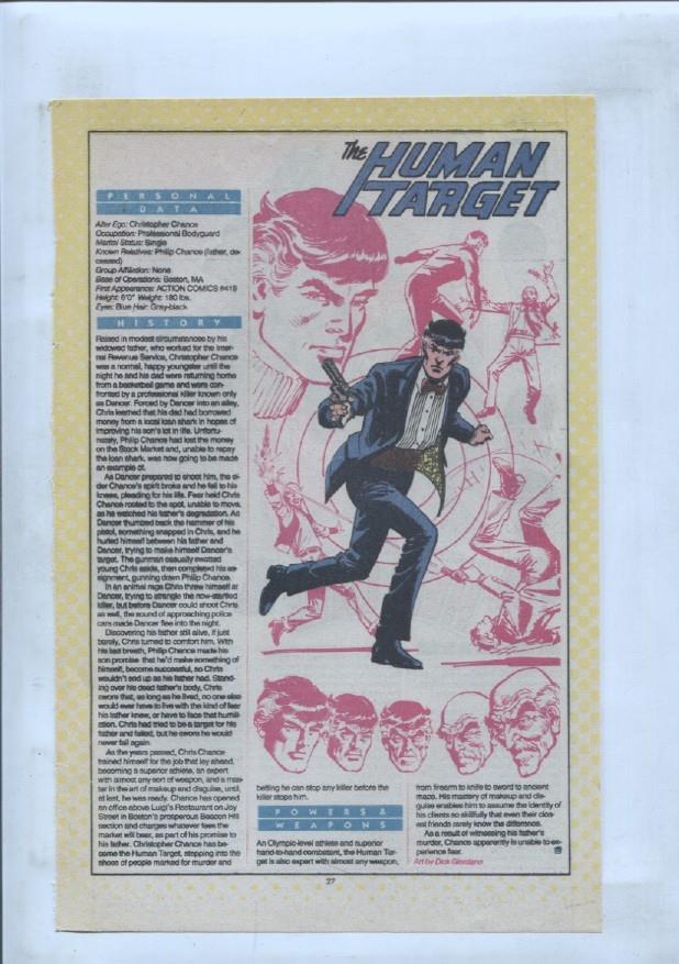Ficha personaje DC Comics numero 174: LT Hunters Hellcats + The Human Target
