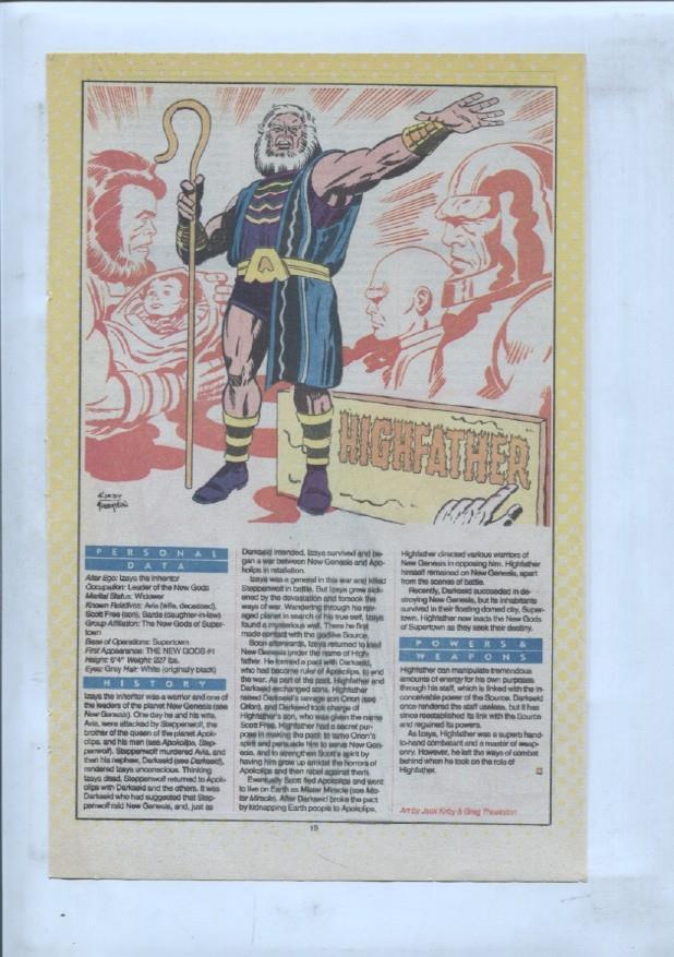Ficha personaje DC Comics numero 178: Hyppolyta + Highfather