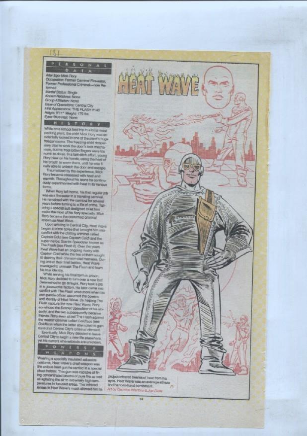 Ficha personaje DC Comics numero 181: Heat Wave + Hawkwoman
