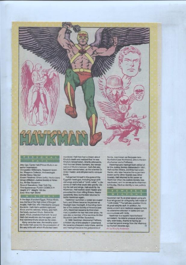 Ficha personaje DC Comics numero 182: Hawkman + Hawkman