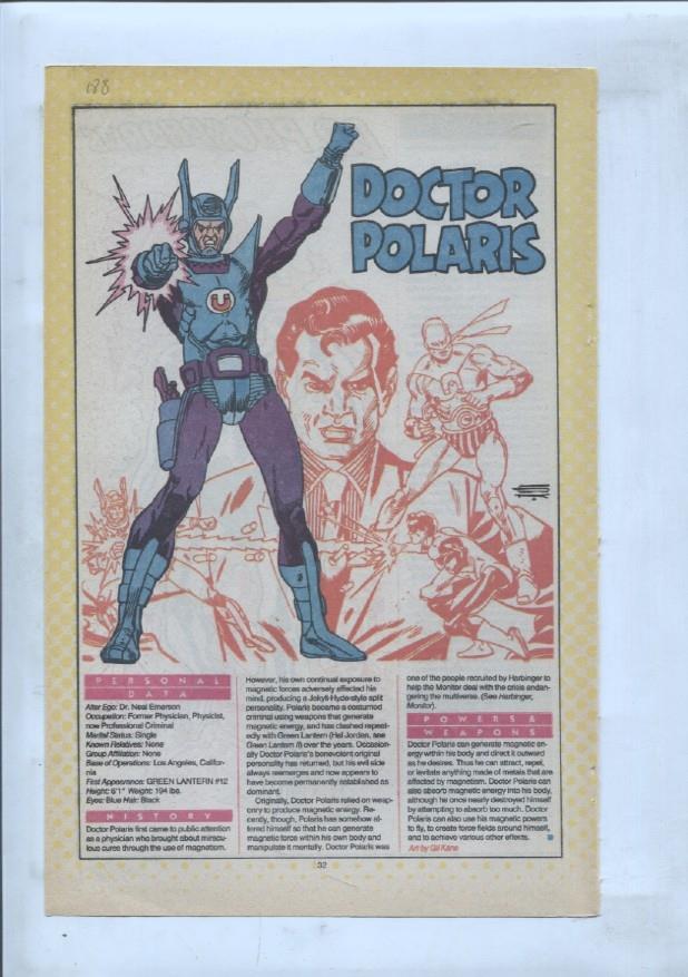 Ficha personaje DC Comics numero 188: Doctor Polaris + Dr. Phosphorus