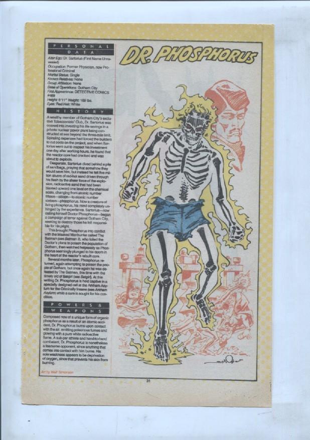 Ficha personaje DC Comics numero 188: Doctor Polaris + Dr. Phosphorus