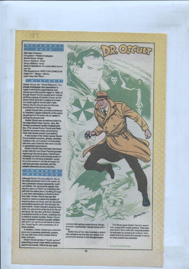 Ficha personaje DC Comics numero 189: Dr. Occult + Dr. Mid-Nite