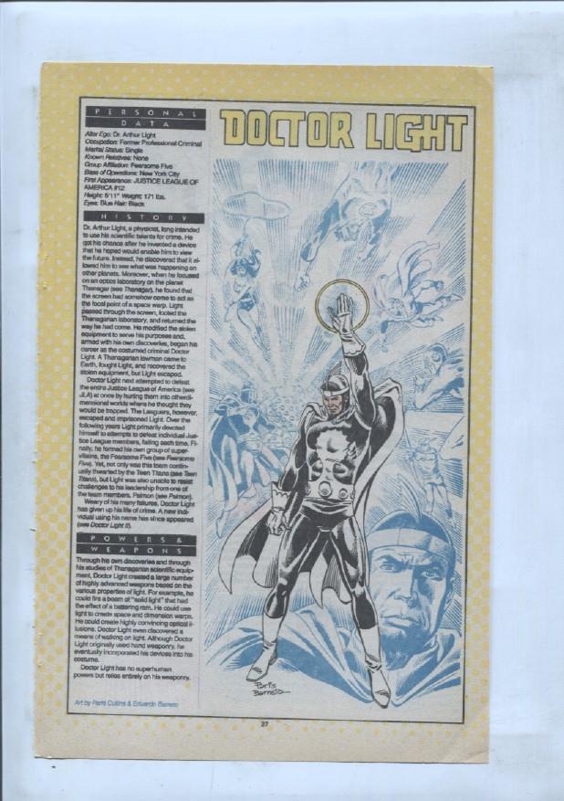 Ficha personaje DC Comics numero 190: Doctgor Light + Doctor Light