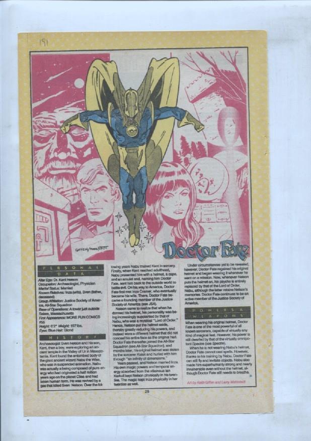 Ficha personaje DC Comics numero 191: Doctor Fate + Doctor Double X